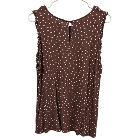 Maurices Rayon Polka Dot Ruffled Sleeveless Tank Blouse Button Back Womens XL - Picture 6 of 9